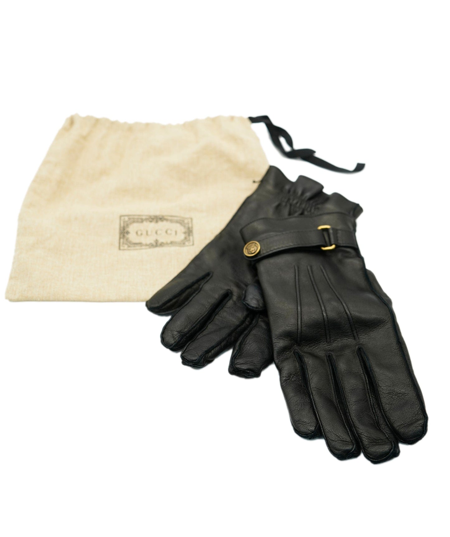 Gucci Black Leather Gloves ALC1777