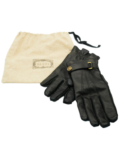 Gucci Black Leather Gloves ALC1777