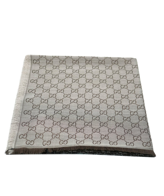 Gucci 140 x 140 Brown/Grey Silk  Scarf AVL1348