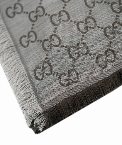 Gucci 140 x 140 Brown/Grey Silk  Scarf AVL1348