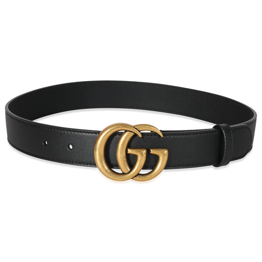 Gucci Black Leather Double G Belt 70/28