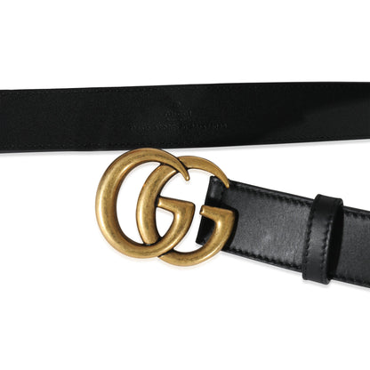 Gucci Black Leather Double G Belt 70/28