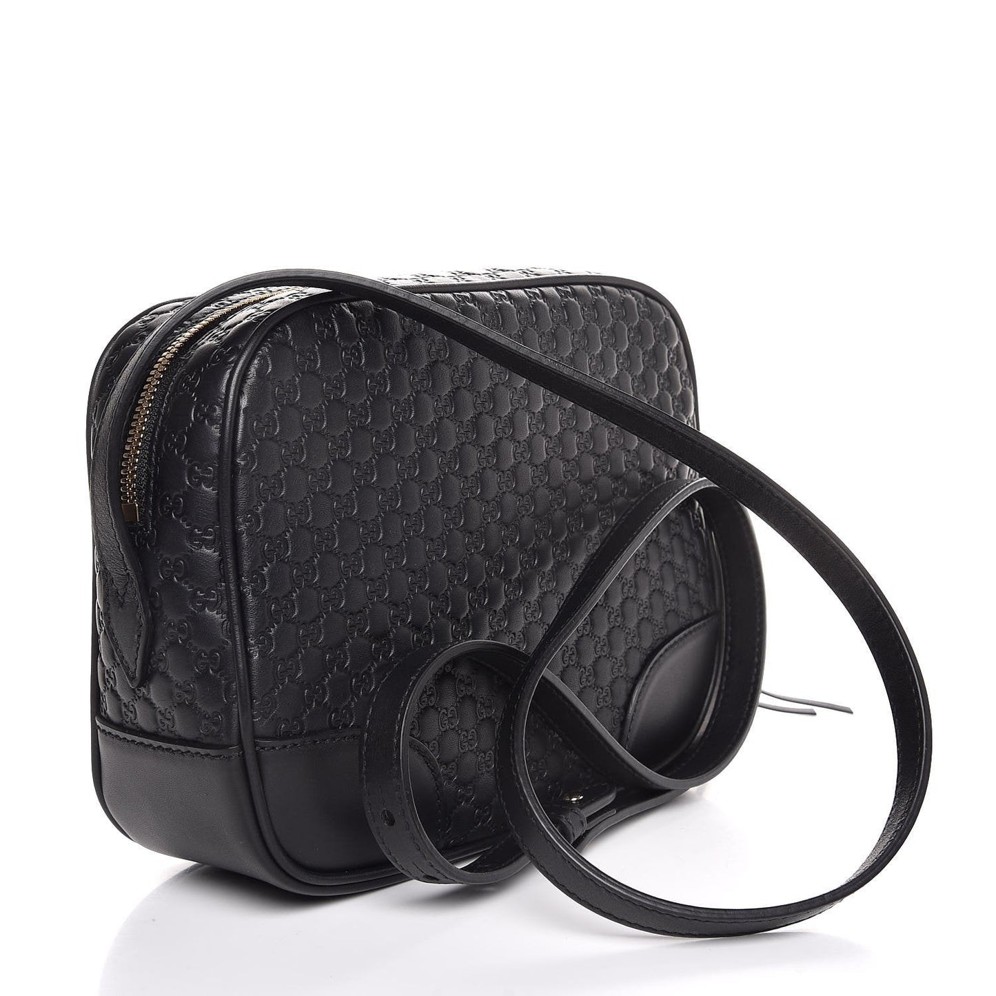 Gucci Bree Black Leather Microguccisima GG Cross Body Bag 449413