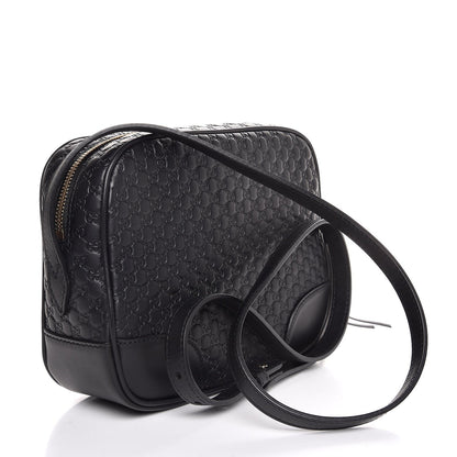 Gucci Bree Black Leather Microguccisima GG Cross Body Bag 449413
