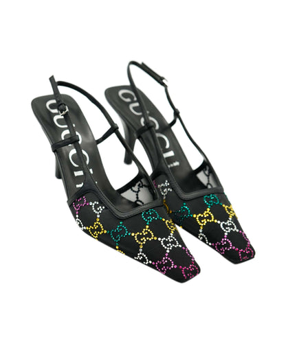 Gucci Black Diamonte GG Kitten Heels  ALC1978