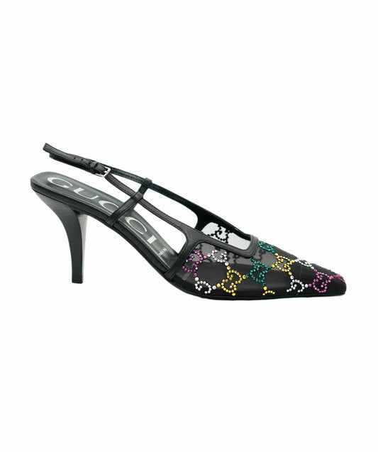 Gucci Black Diamonte GG Kitten Heels  ALC1978