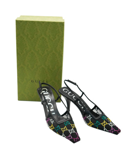 Gucci Black Diamonte GG Kitten Heels  ALC1978