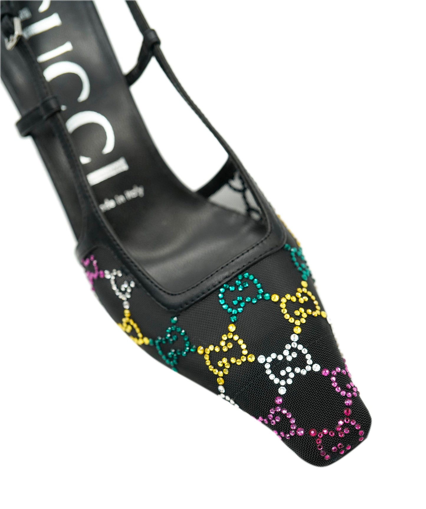 Gucci Black Diamonte GG Kitten Heels  ALC1978