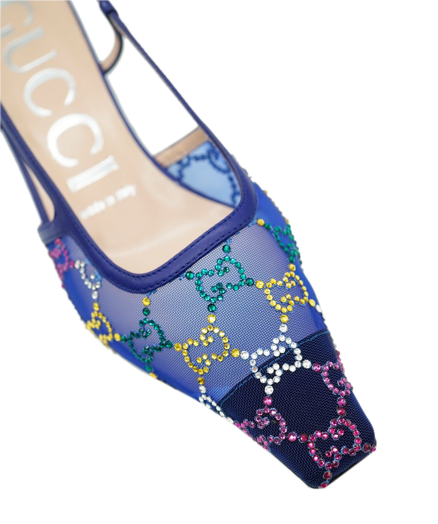 Gucci Blue Diamonte GG Kitten Heels ALC1979