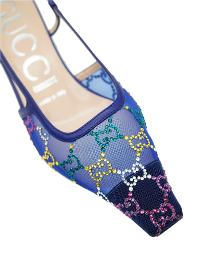 Gucci Blue Diamonte GG Kitten Heels ALC1979