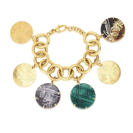 Gucci 18K Gold Multi-Stone Charm Bracelet ASC5514