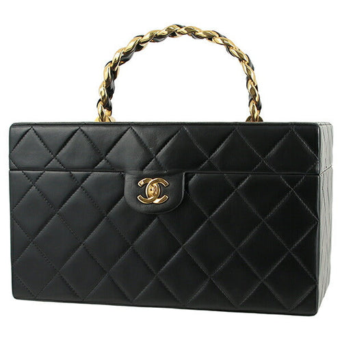 Chanel Vintage Matelasse Vanity Case Leather Handbag