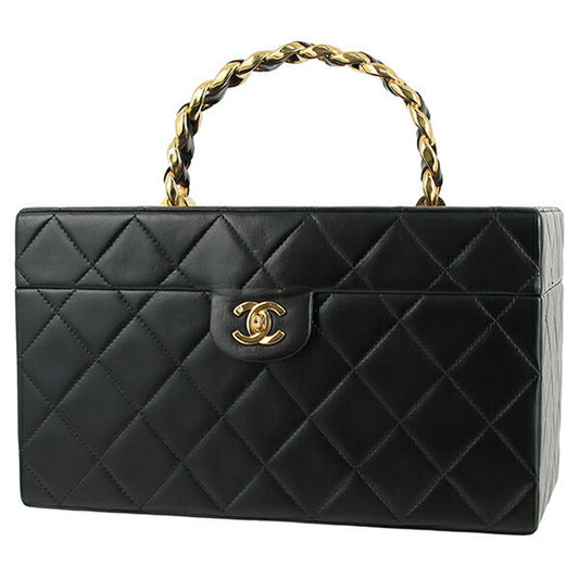 Chanel Vintage Matelasse Vanity Case Leather Handbag