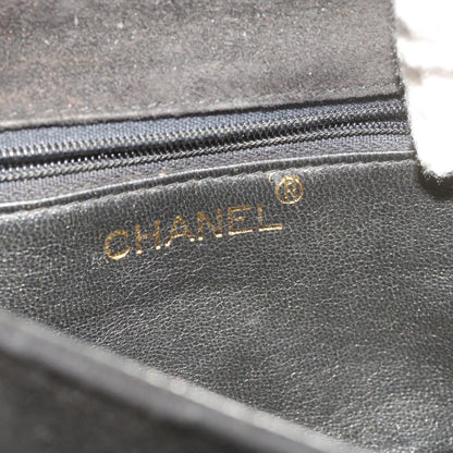 CHANEL Chain Gripoix Shoulder Bag Suede Black CC hk1073