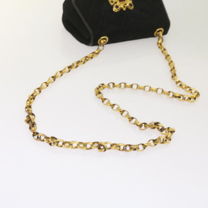 CHANEL Chain Gripoix Shoulder Bag Suede Black CC hk1073