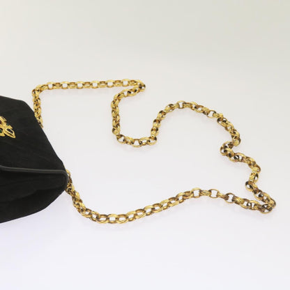 CHANEL Chain Gripoix Shoulder Bag Suede Black CC hk1073