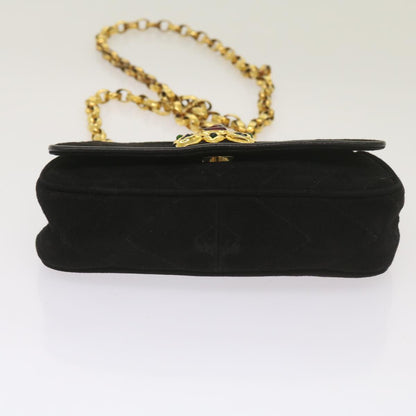 CHANEL Chain Gripoix Shoulder Bag Suede Black CC hk1073