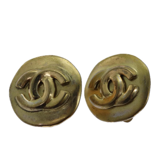CHANEL COCO Mark Earring metal Gold CC hk1464