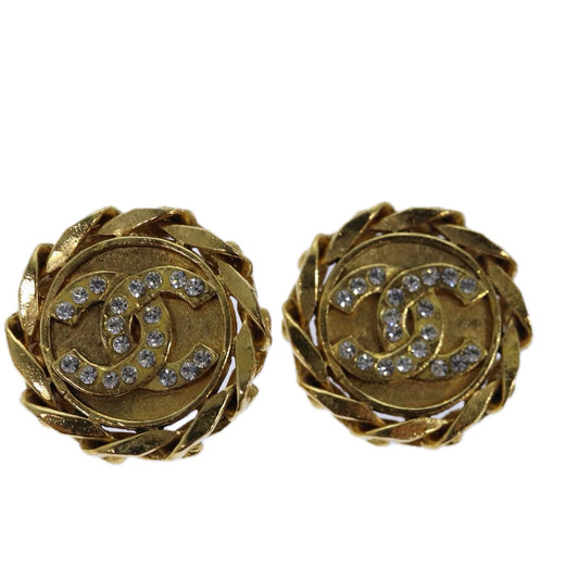 CHANEL COCO Mark Earring metal Gold CC hk1465