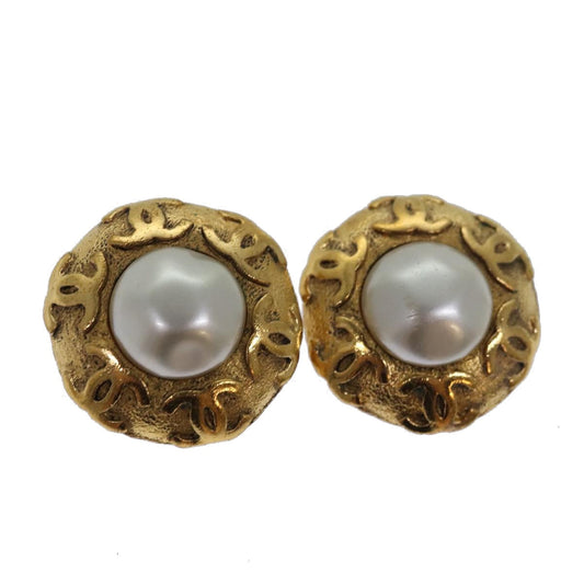 CHANEL COCO Mark Earring metal Gold CC hk1466