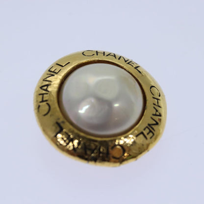 CHANEL Pearl Earring metal Gold CC hk1468