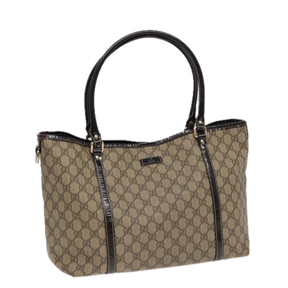 GUCCI GG Supreme Tote Bag PVC Leather Beige Silver 197953  hk1559