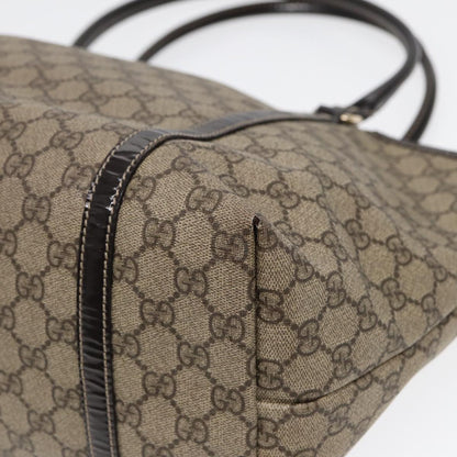 GUCCI GG Supreme Tote Bag PVC Leather Beige Silver 197953  hk1559