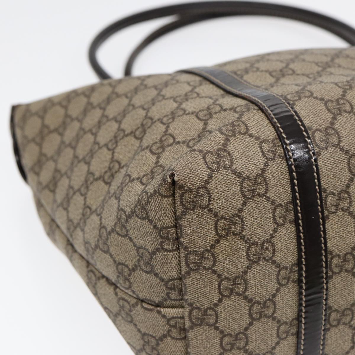 GUCCI GG Supreme Tote Bag PVC Leather Beige Silver 197953  hk1559