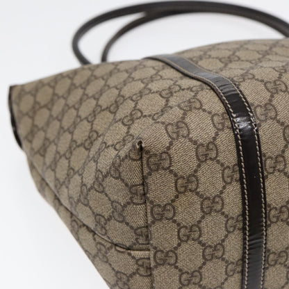 GUCCI GG Supreme Tote Bag PVC Leather Beige Silver 197953  hk1559