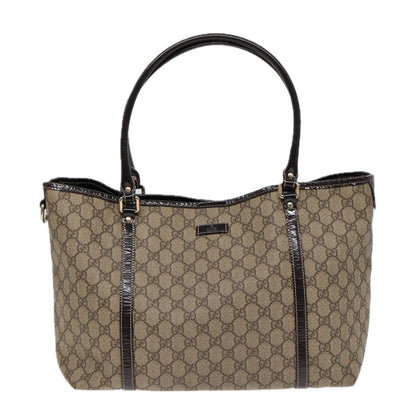 GUCCI GG Supreme Tote Bag PVC Leather Beige Silver 197953  hk1559
