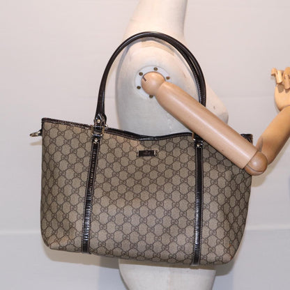 GUCCI GG Supreme Tote Bag PVC Leather Beige Silver 197953  hk1559