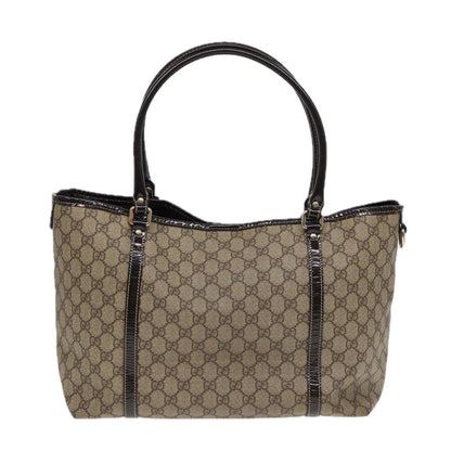 GUCCI GG Supreme Tote Bag PVC Leather Beige Silver 197953  hk1559