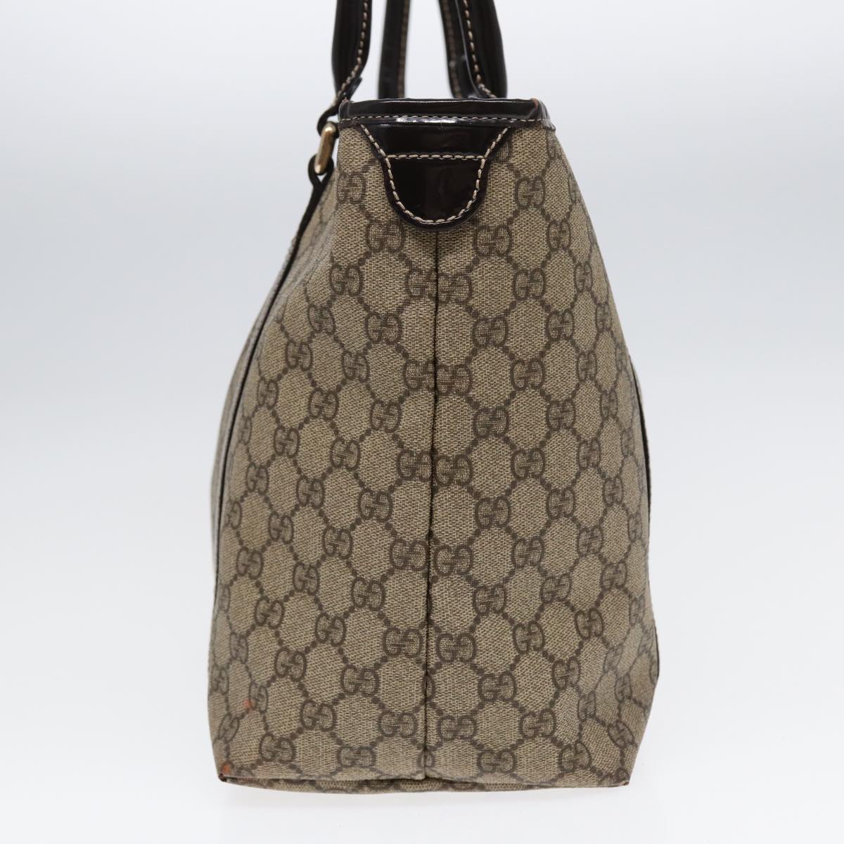 GUCCI GG Supreme Tote Bag PVC Leather Beige Silver 197953  hk1559