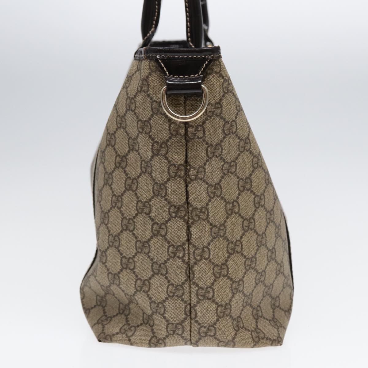 GUCCI GG Supreme Tote Bag PVC Leather Beige Silver 197953  hk1559