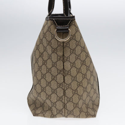 GUCCI GG Supreme Tote Bag PVC Leather Beige Silver 197953  hk1559