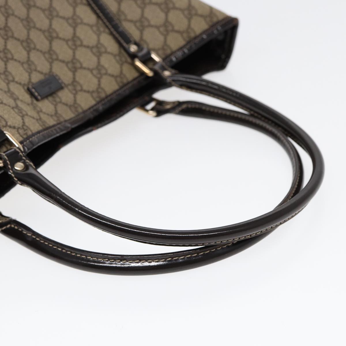 GUCCI GG Supreme Tote Bag PVC Leather Beige Silver 197953  hk1559