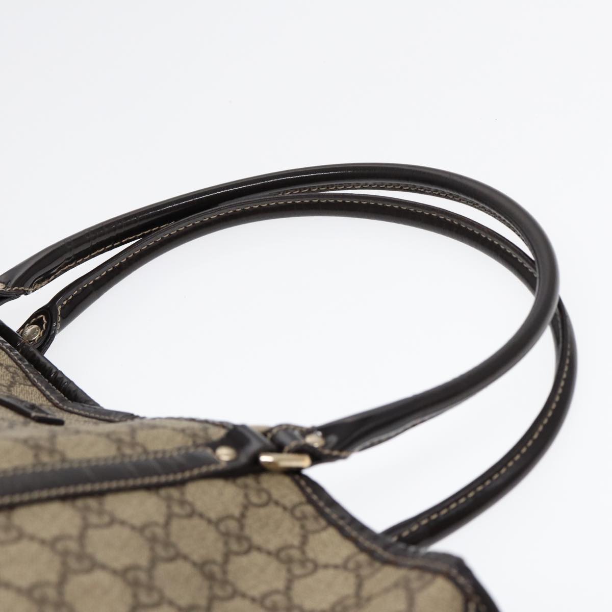 GUCCI GG Supreme Tote Bag PVC Leather Beige Silver 197953  hk1559