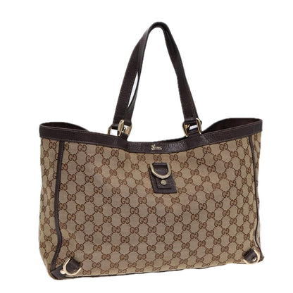 GUCCI GG Canvas Tote Bag Beige Gold 141472  hk1561