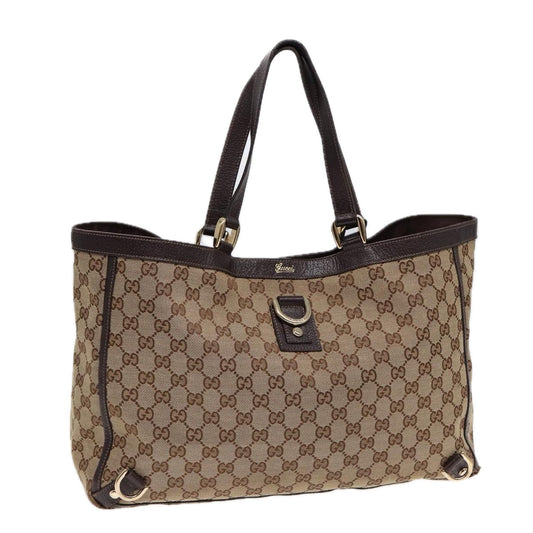 GUCCI GG Canvas Tote Bag Beige Gold 141472  hk1561