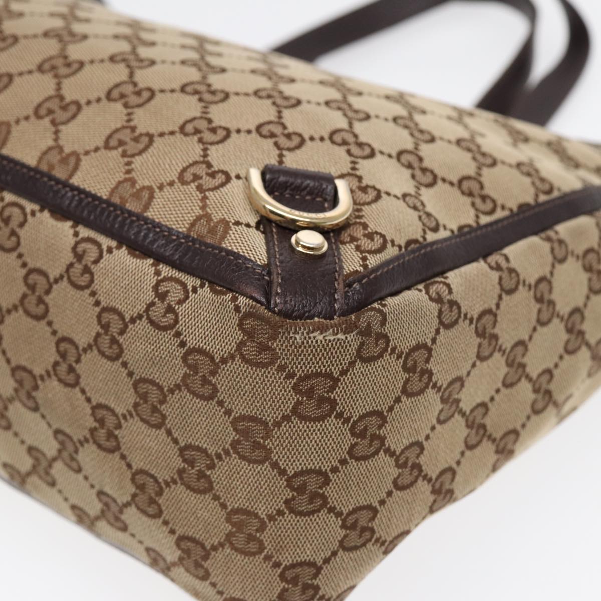 GUCCI GG Canvas Tote Bag Beige Gold 141472  hk1561