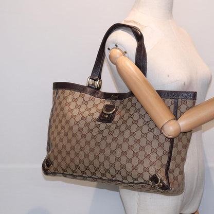 GUCCI GG Canvas Tote Bag Beige Gold 141472  hk1561
