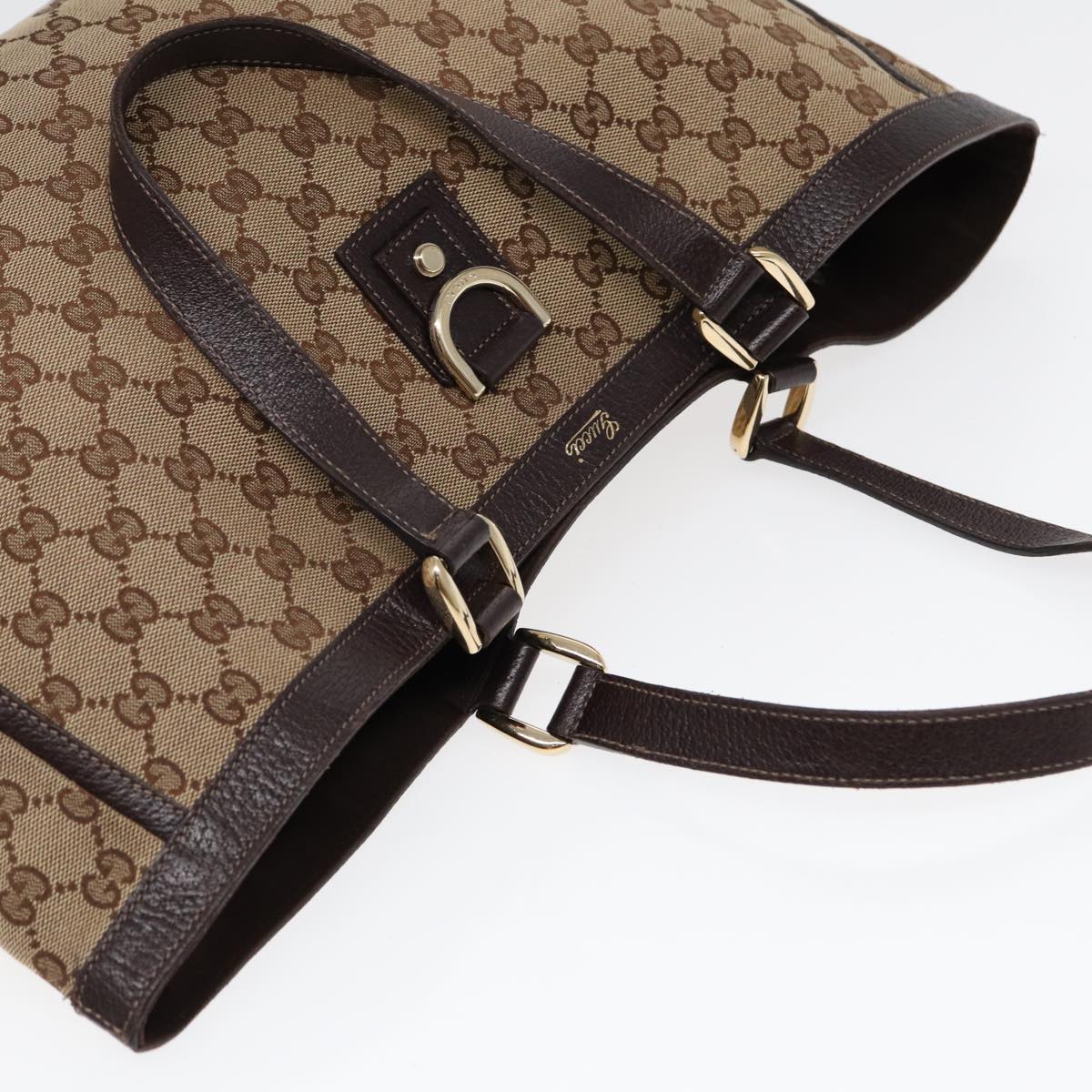 GUCCI GG Canvas Tote Bag Beige Gold 141472  hk1561