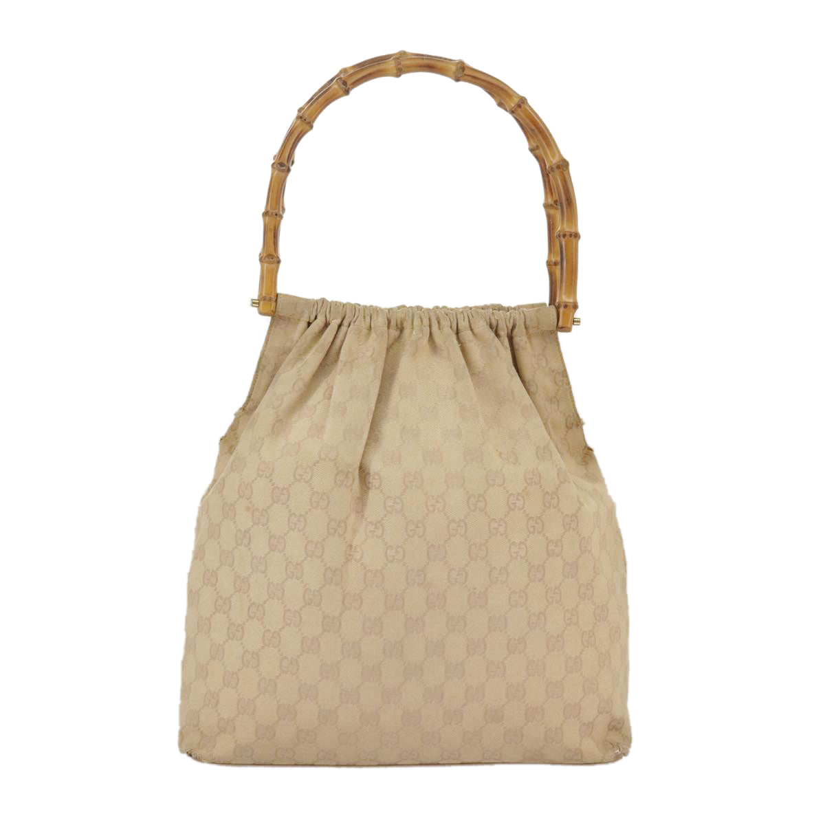 GUCCI GG Canvas Bamboo Tote Bag Beige Gold 92709  hk1719