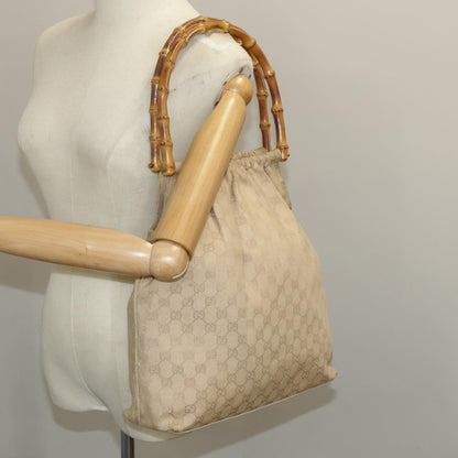 GUCCI GG Canvas Bamboo Tote Bag Beige Gold 92709  hk1719