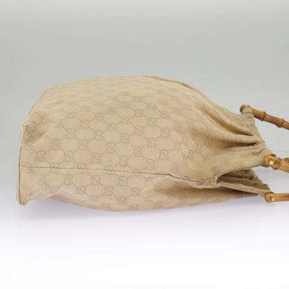 GUCCI GG Canvas Bamboo Tote Bag Beige Gold 92709  hk1719