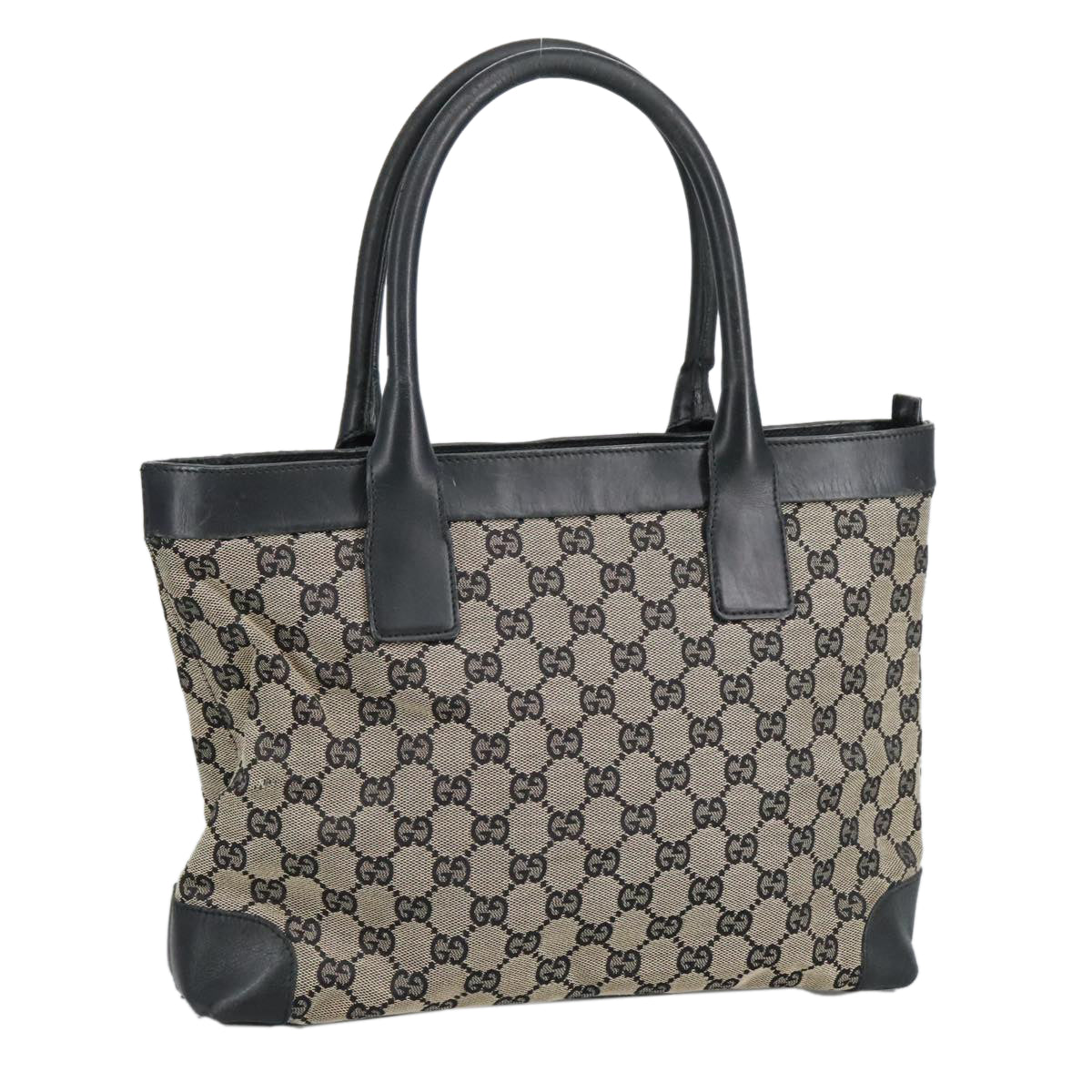 GUCCI GG Canvas Tote Bag Black Beige  hk1721