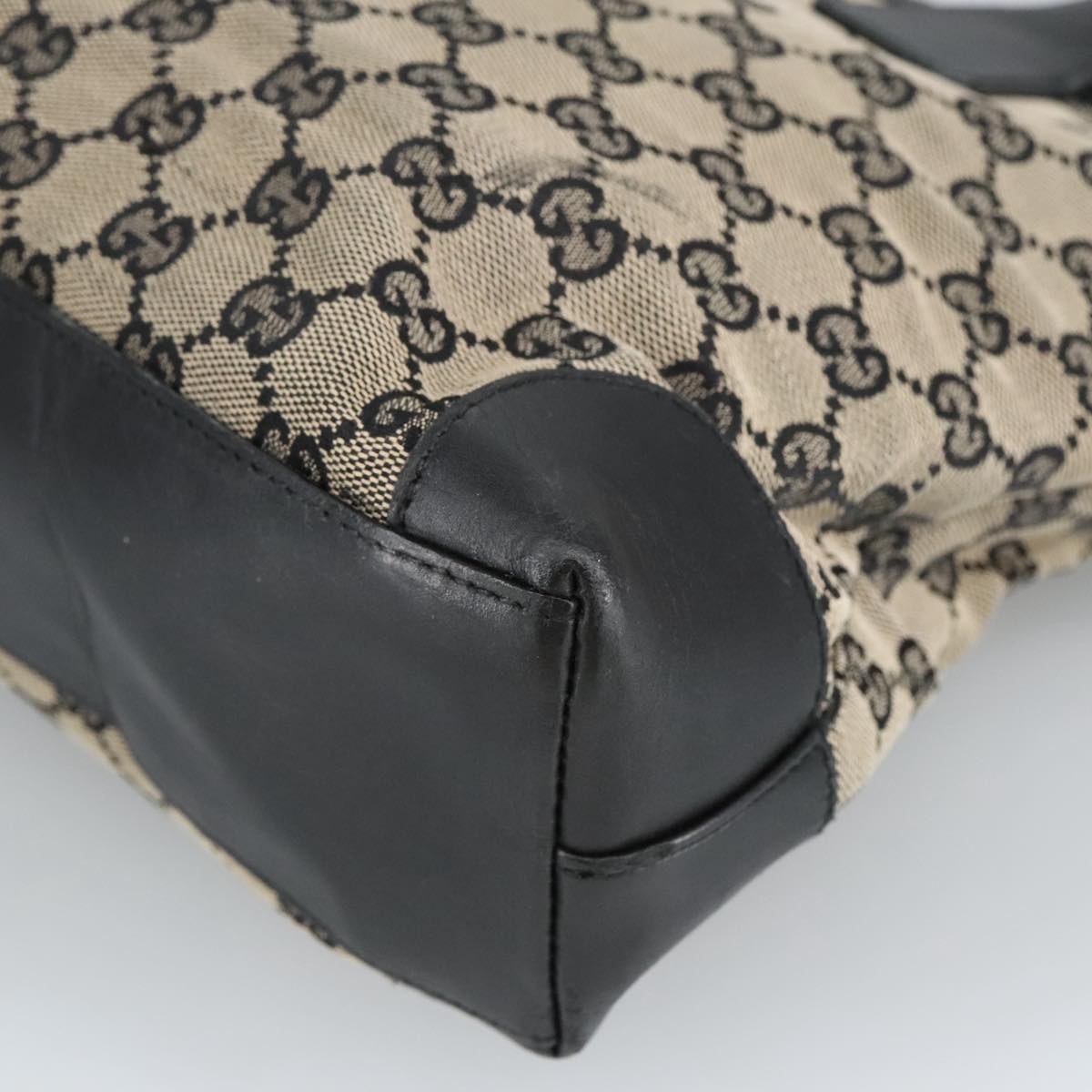 GUCCI GG Canvas Tote Bag Black Beige  hk1721