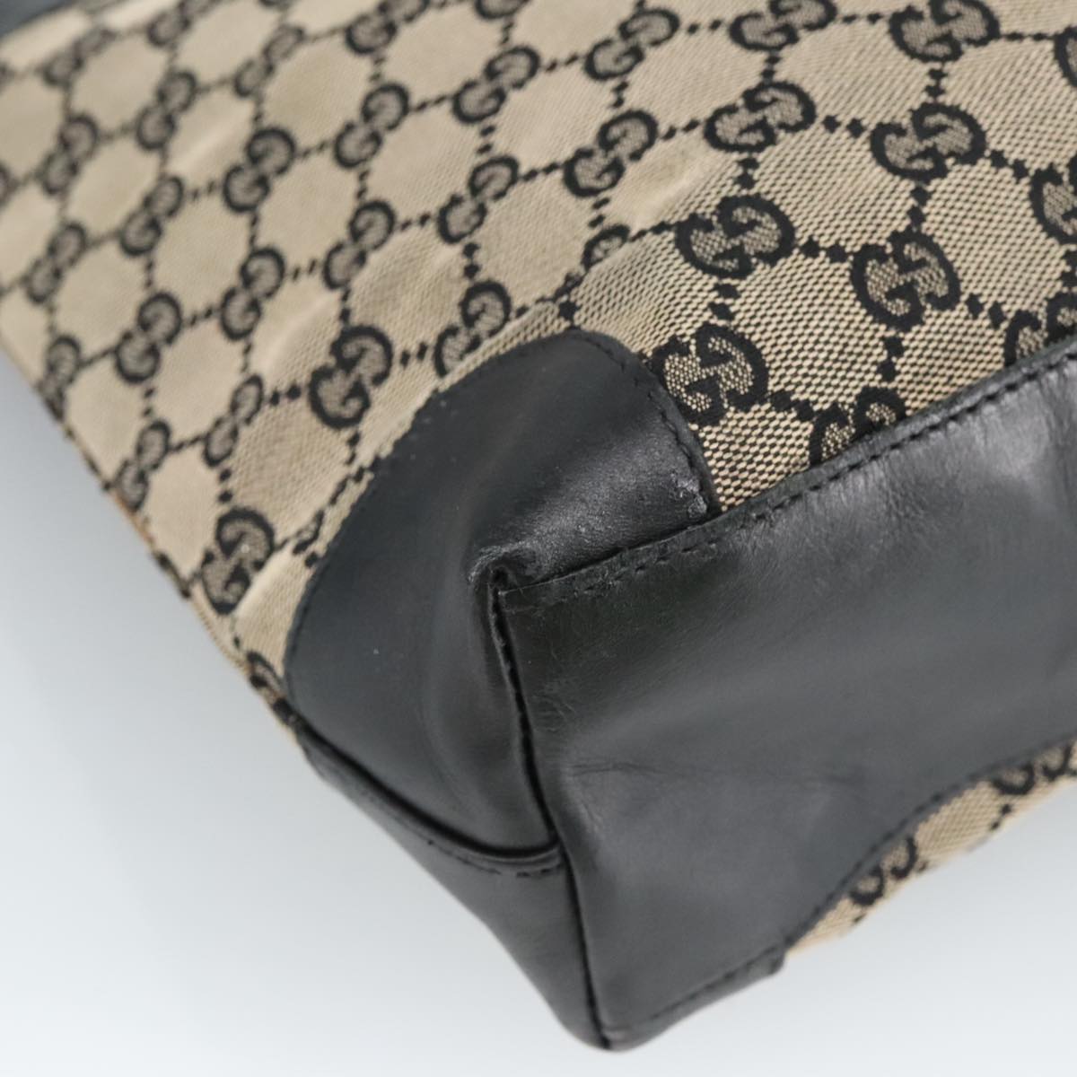 GUCCI GG Canvas Tote Bag Black Beige  hk1721