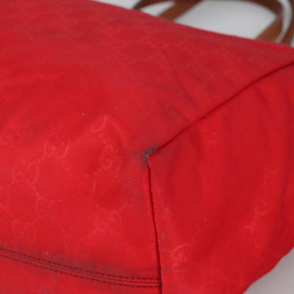 GUCCI GG Canvas Tote Bag Nylon Red Silver 282439  hk1724