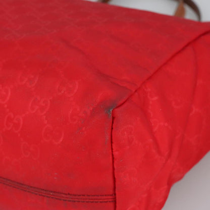 GUCCI GG Canvas Tote Bag Nylon Red Silver 282439  hk1724